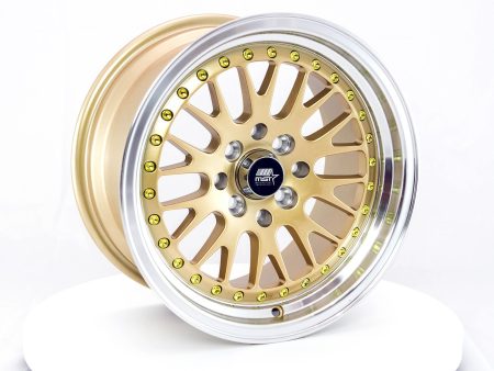 MT10 - Gold w Machined Lip - 15x8.0 4x100 4x114.3 Offset +25 For Discount