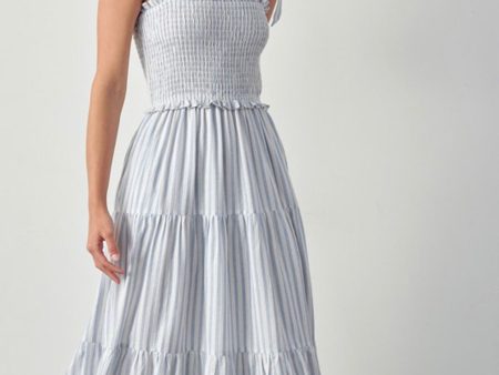 Stripe gather tiered tie strap maxi Online now