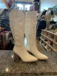 knee high cream western boots For Cheap