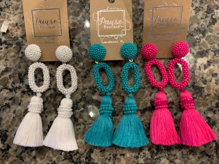 beaded oval drop with tassel Discount